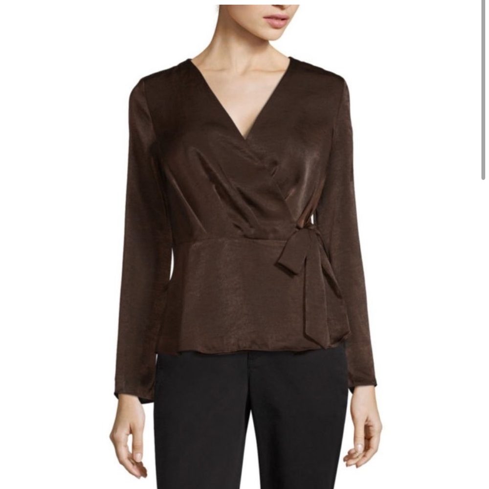 Worthington Wrap Blouse Brown‎ Size XS